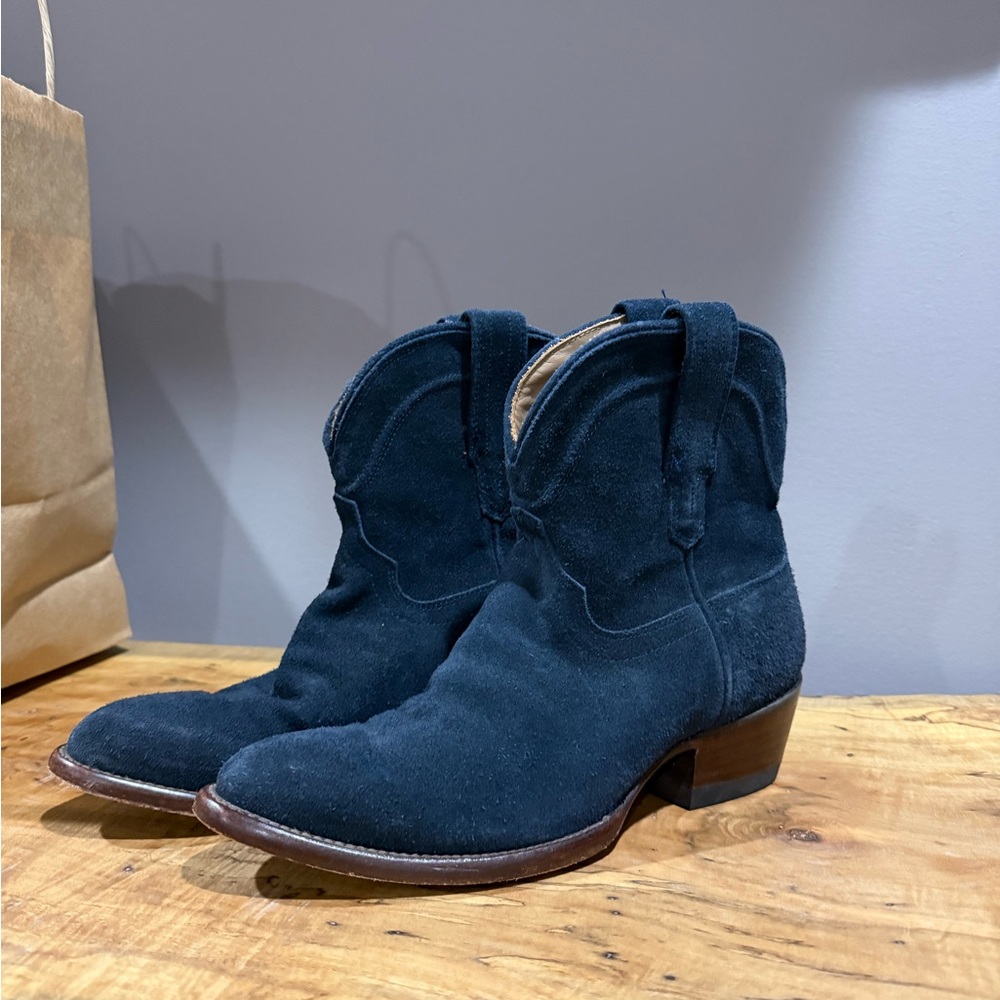 Tecova Blue Suede Ankle Boots